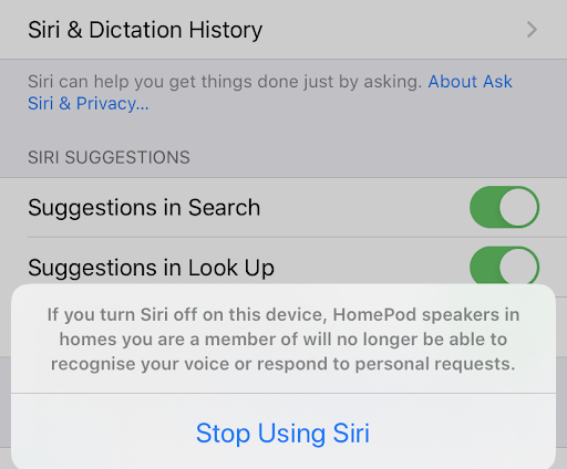 turn off Siri 