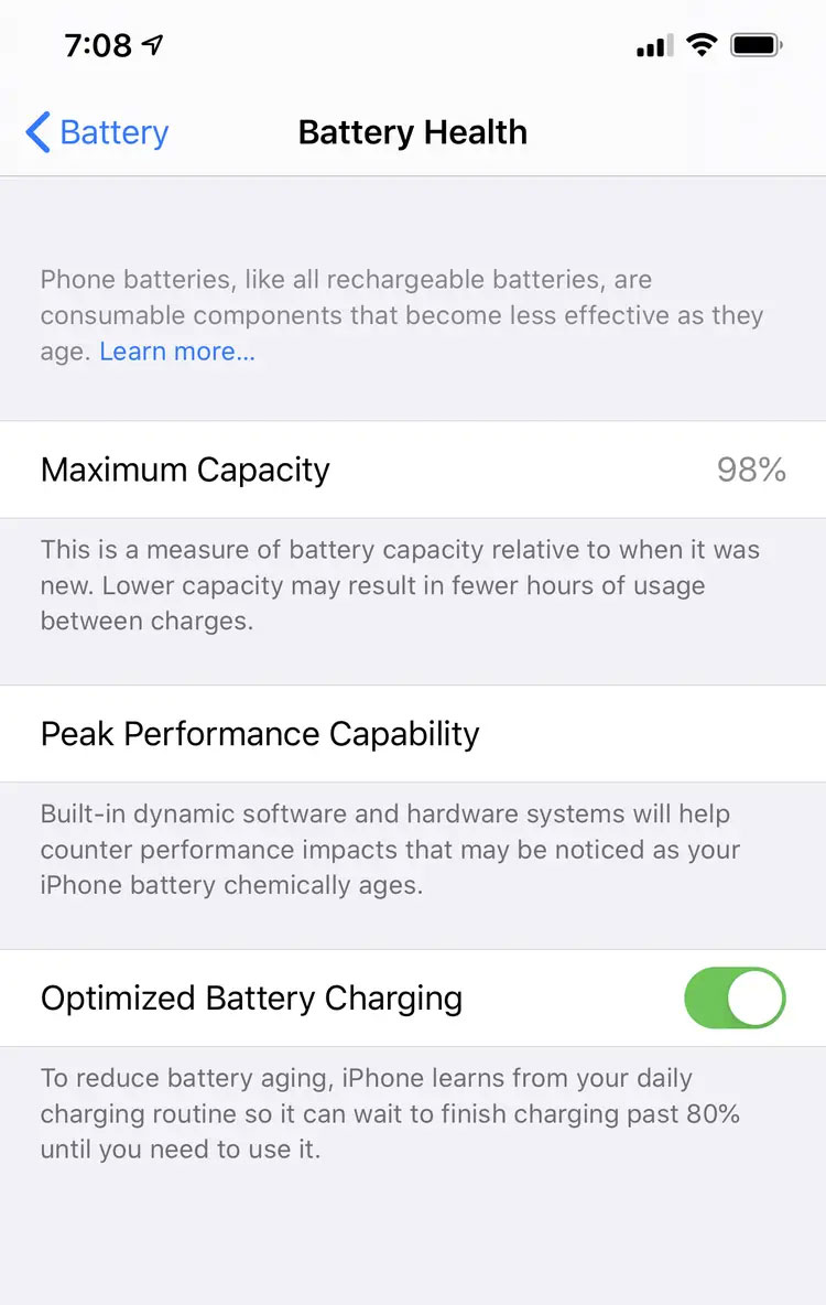 Check your iPhone battery health 