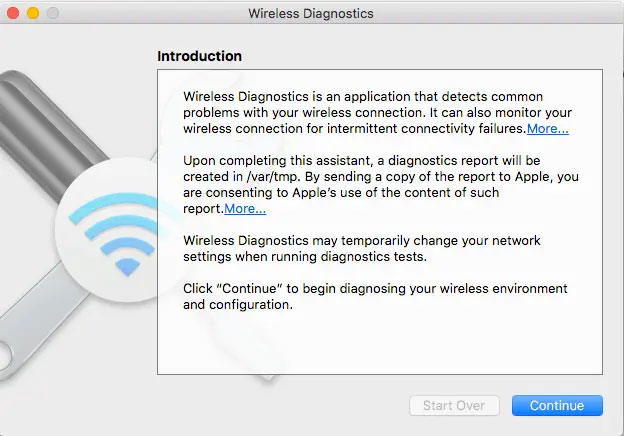 Check your wireless diagnostics option