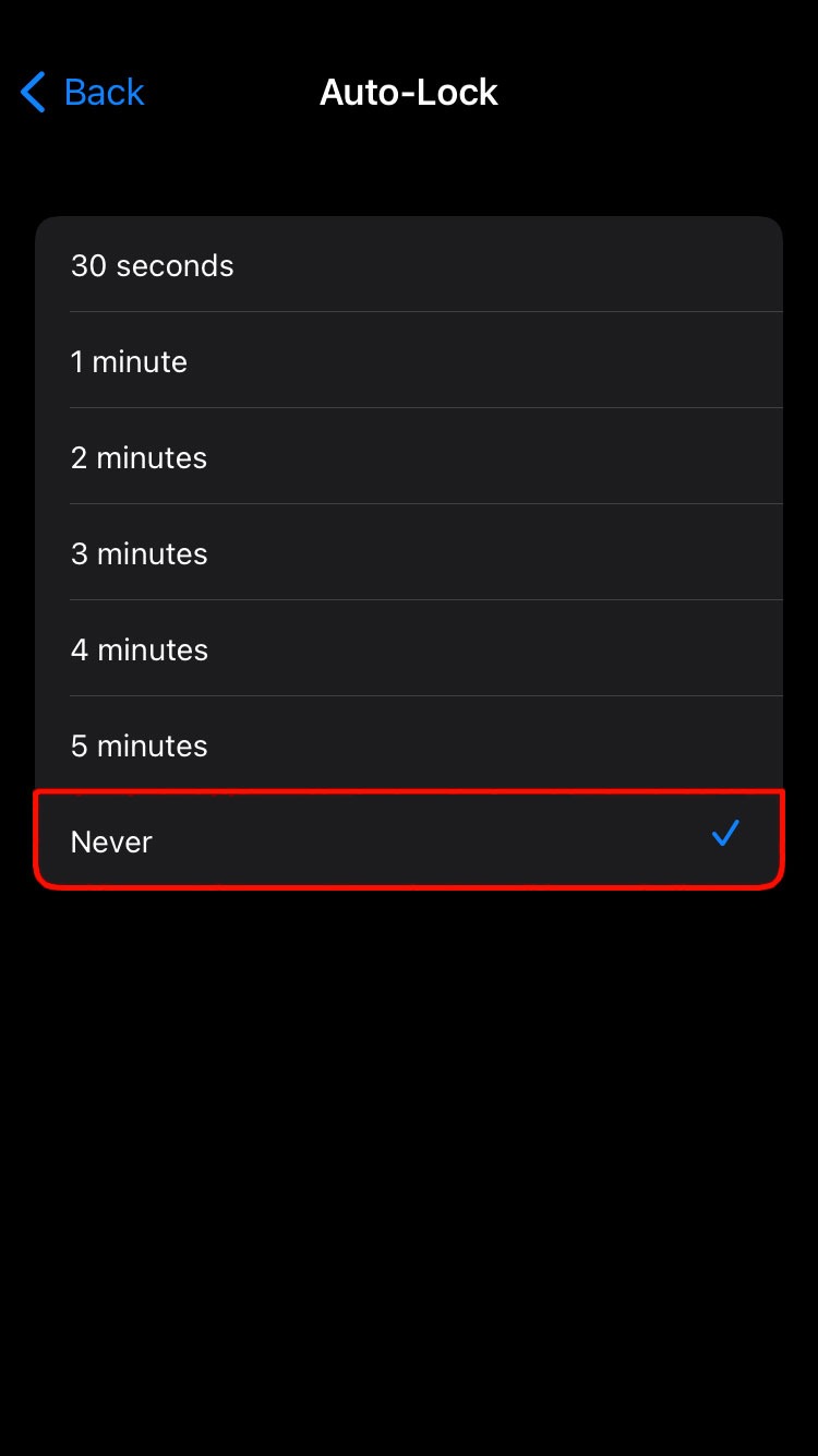 You can select “Never”